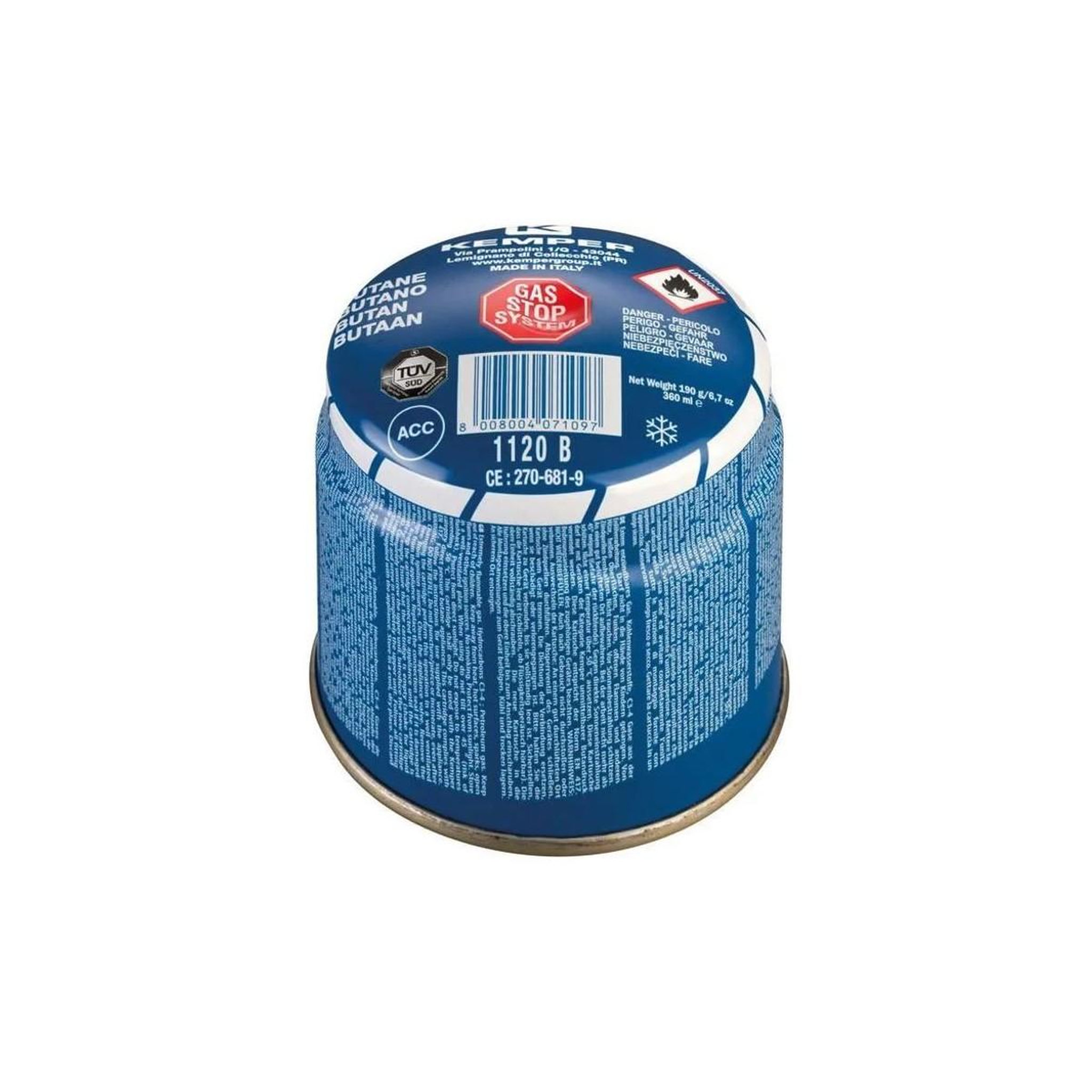 Voir la diapositive 5 : Kemper Pack de 8 cartouches de gaz 190g perçable butane pour réchaud gaz kemper