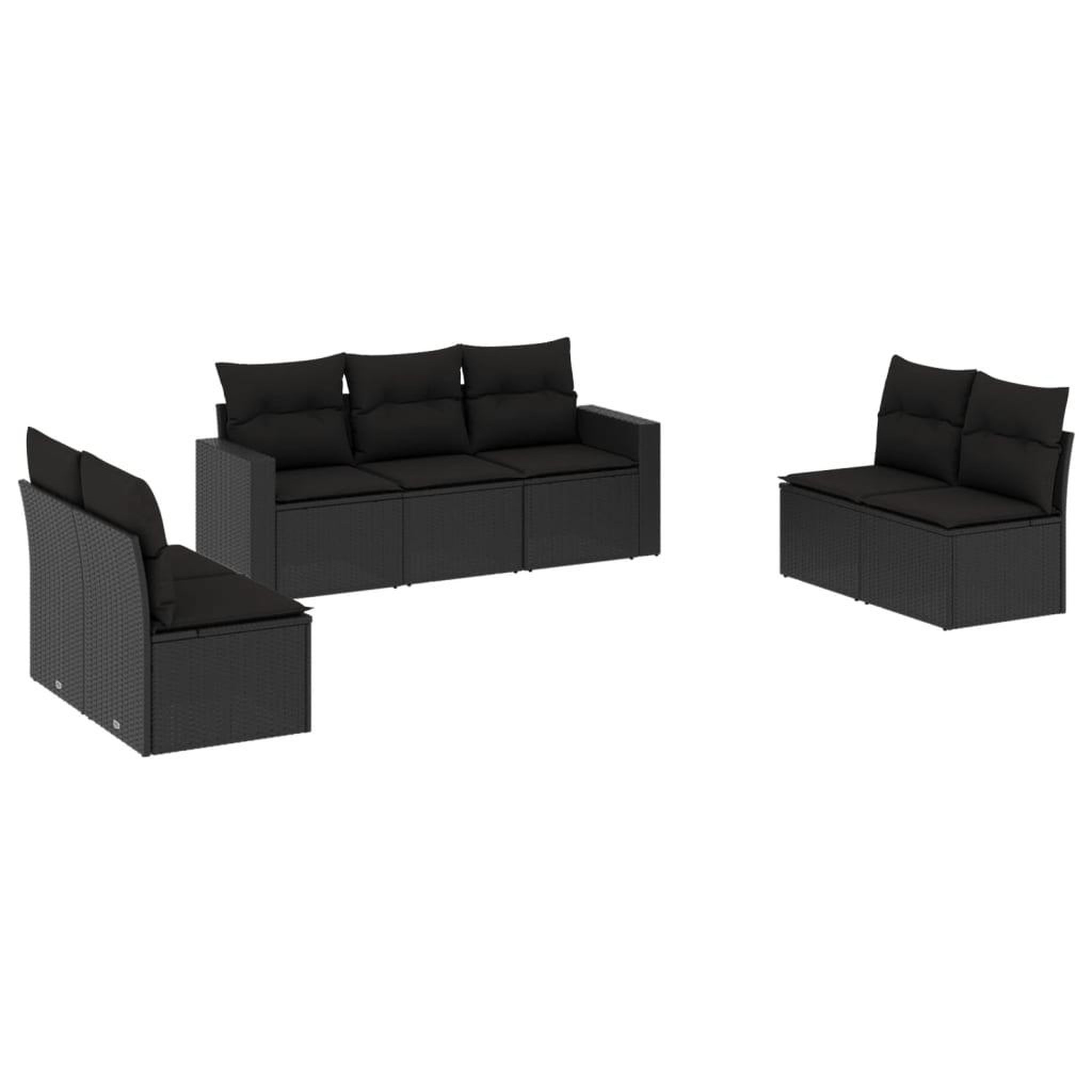 Voir la diapositive 2 : VIDAXL Salon de jardin 7 pcs avec coussins noir resine tressee