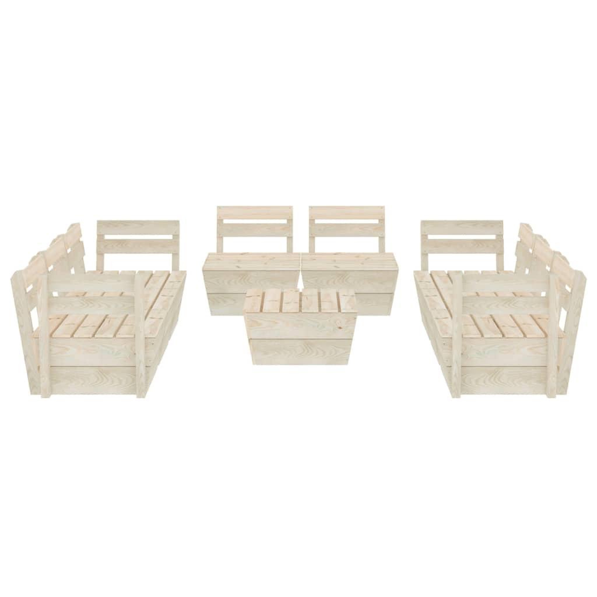 Voir la diapositive 3 : VIDAXL Salon de jardin palette 9 pcs Bois d'epicea impregne
