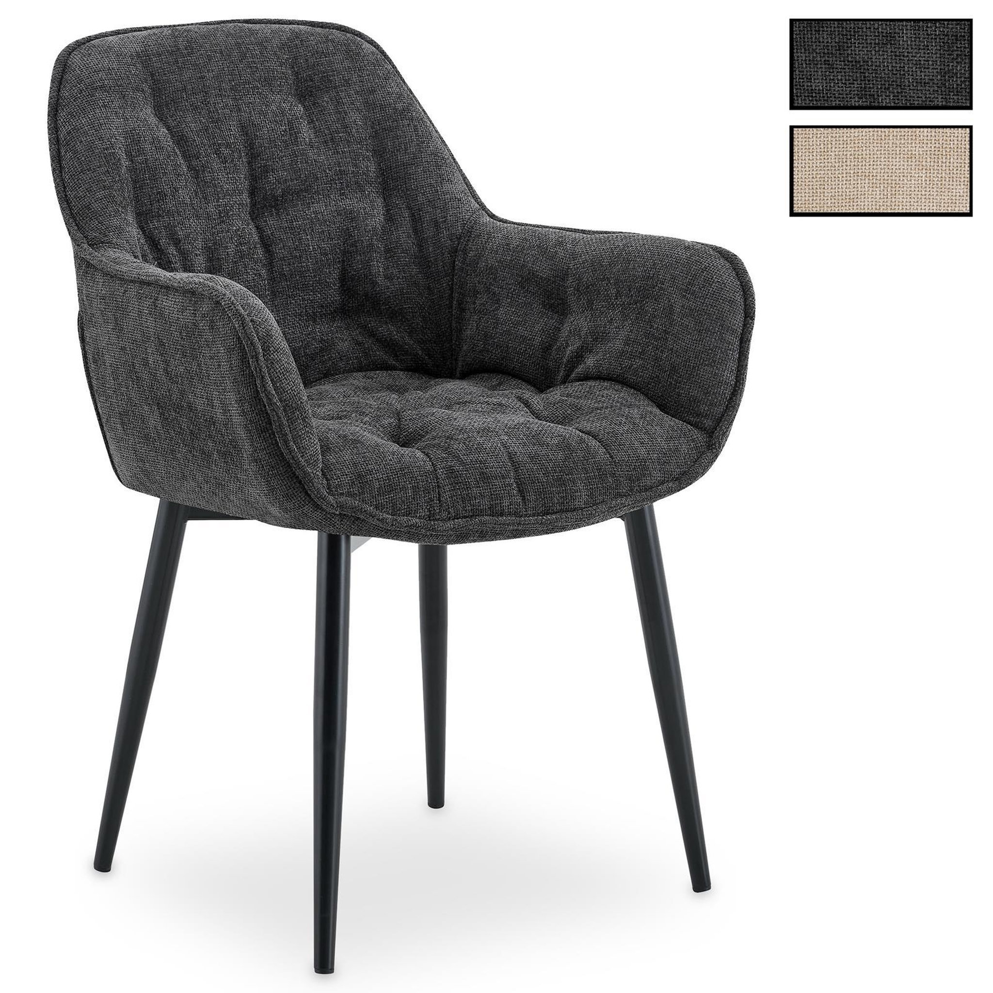 IDIMEX Lot de 2 chaises ARDEN de salle à manger en tissu. Coloris disponibles : Gris, Beige