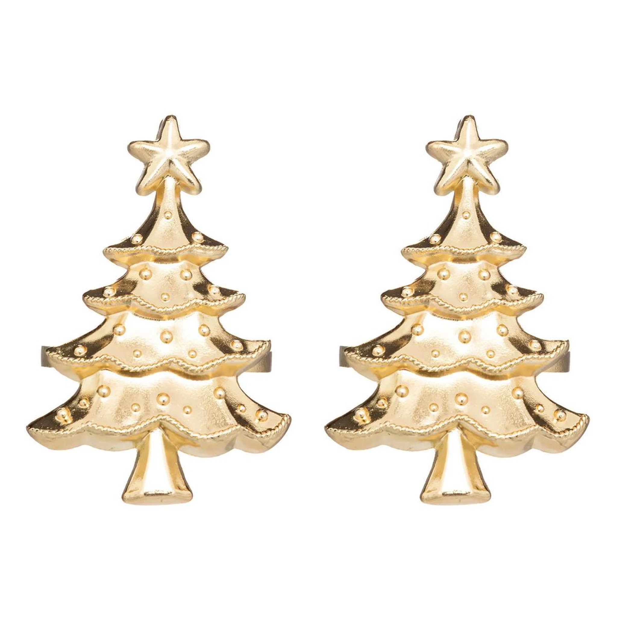 Voir la diapositive 1 : ATMOSPHERA Lot de 2 Ronds de Serviette Sapin  Soir  6cm Or