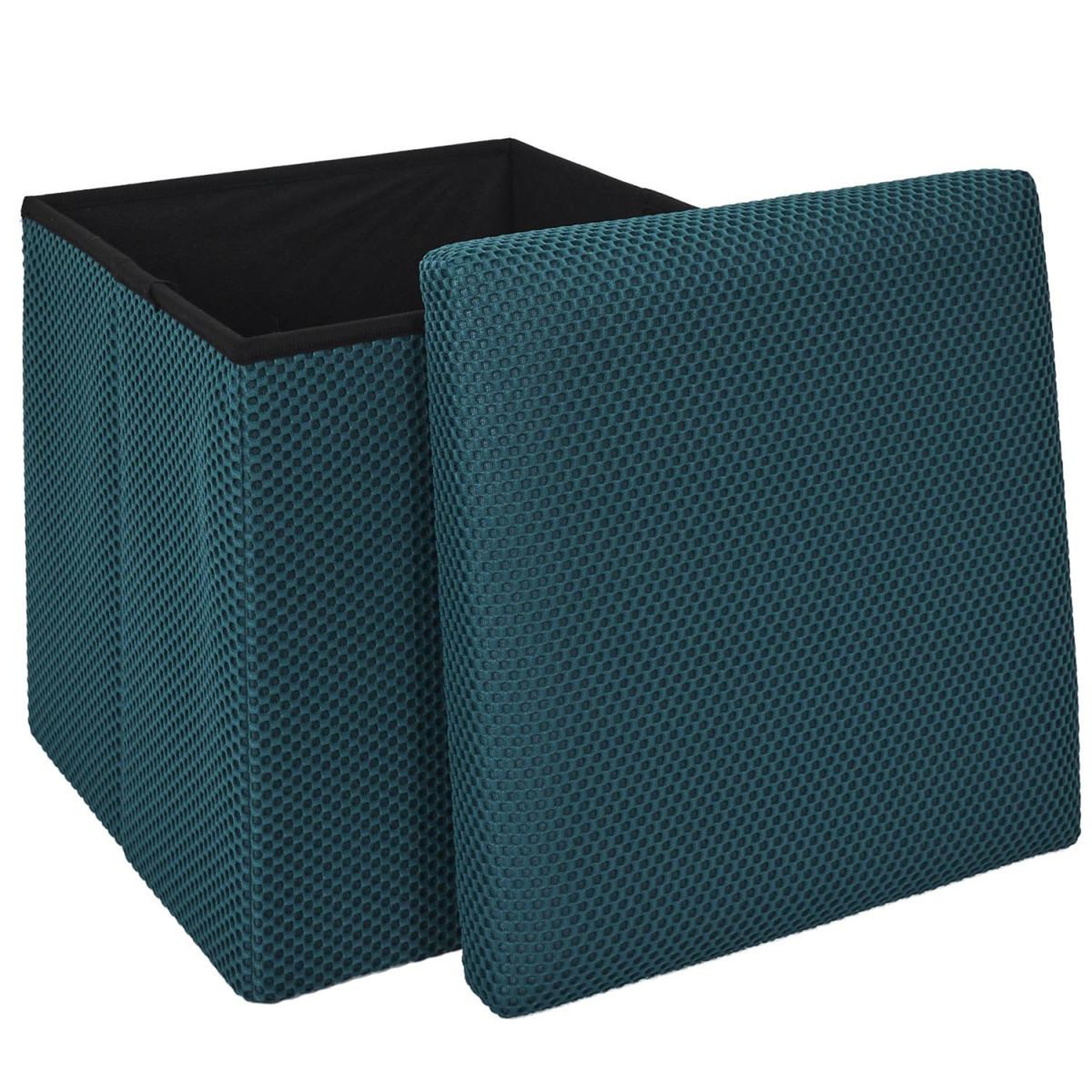 Voir la diapositive 3 : The Home Deco Factory Pouf coffre pliable  atome  38cm bleu