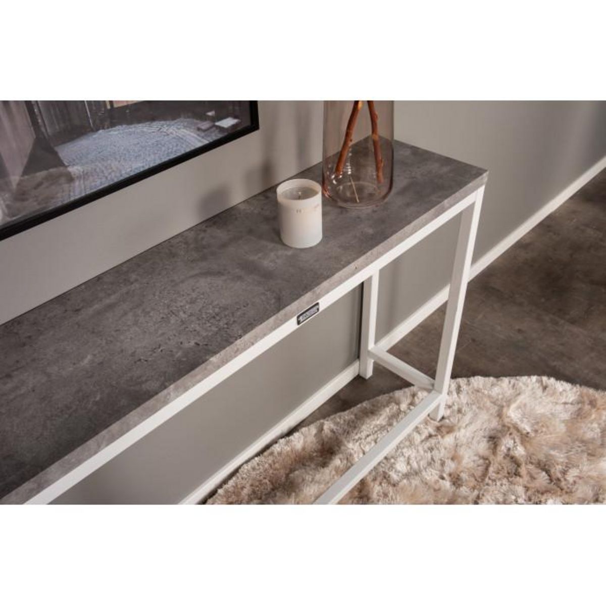 Paris Prix Console Design  Rise  110cm Gris & Blanc