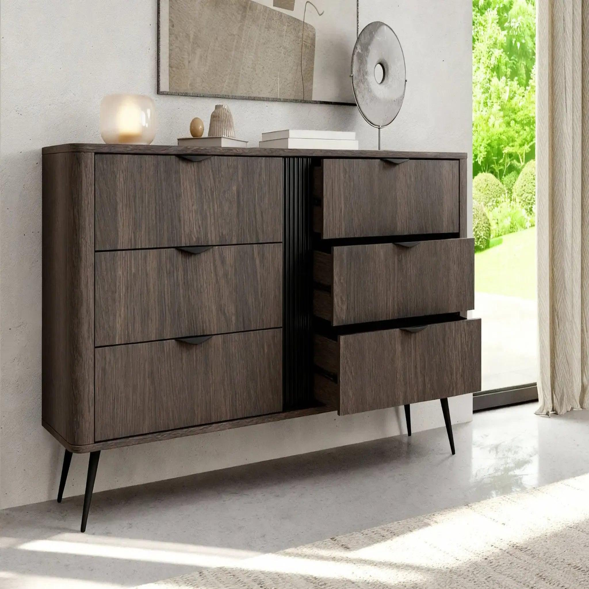 Voir la diapositive 6 : CASANOVA PARIS Selena - buffet 163cmbois de chêne - chêne foncé
