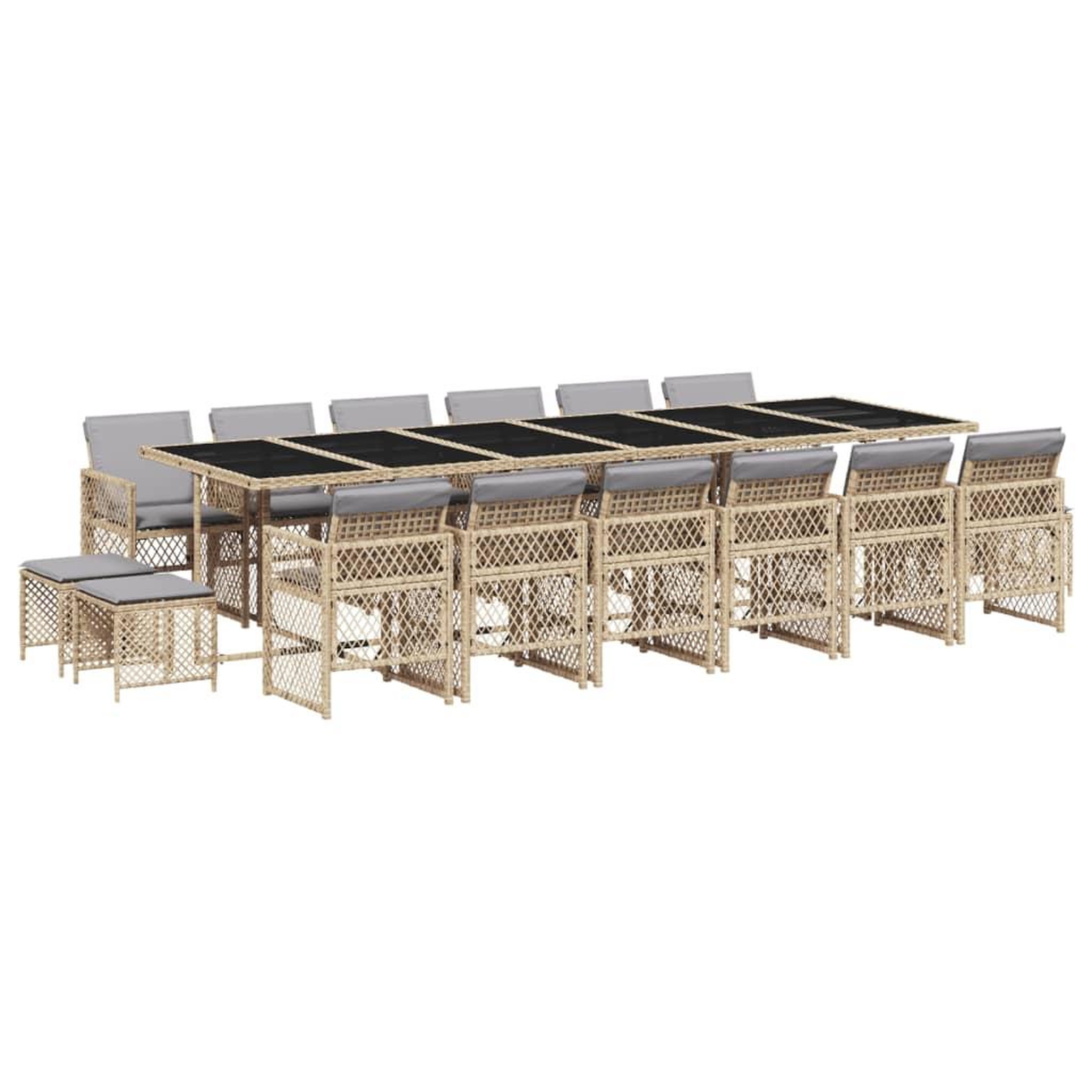 Voir la diapositive 2 : VIDAXL Ensemble a manger de jardin et coussins 17 pcs beige