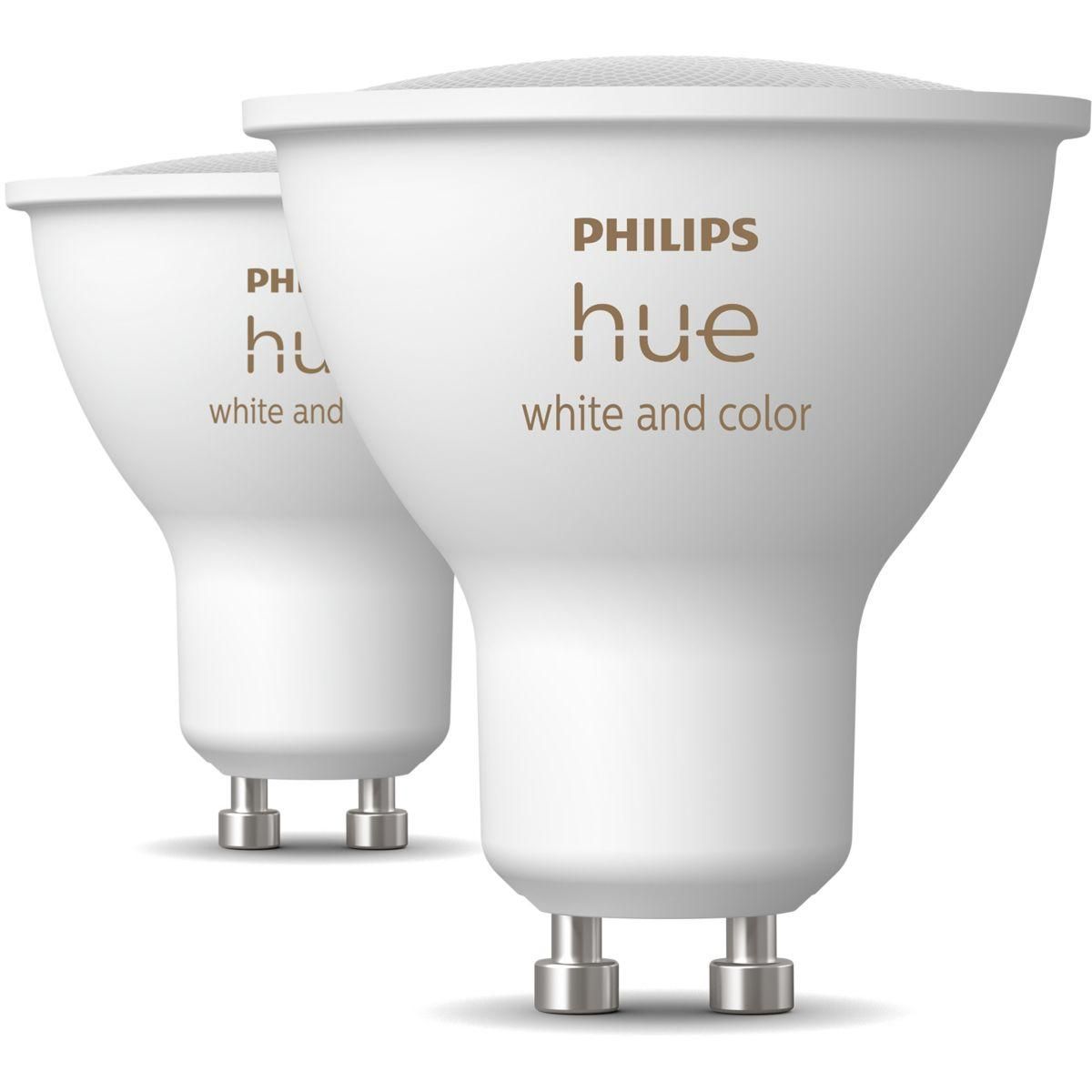 Philips Ampoule LED connectée Hue White & Colors GU10 x2