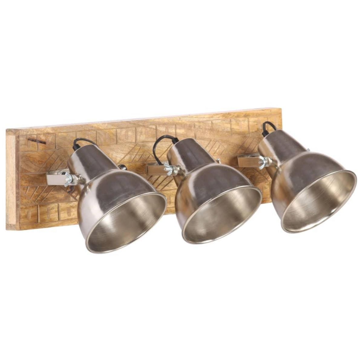 VIDAXL Lampe murale industrielle Argente 70x23 cm E27 Bois de manguier