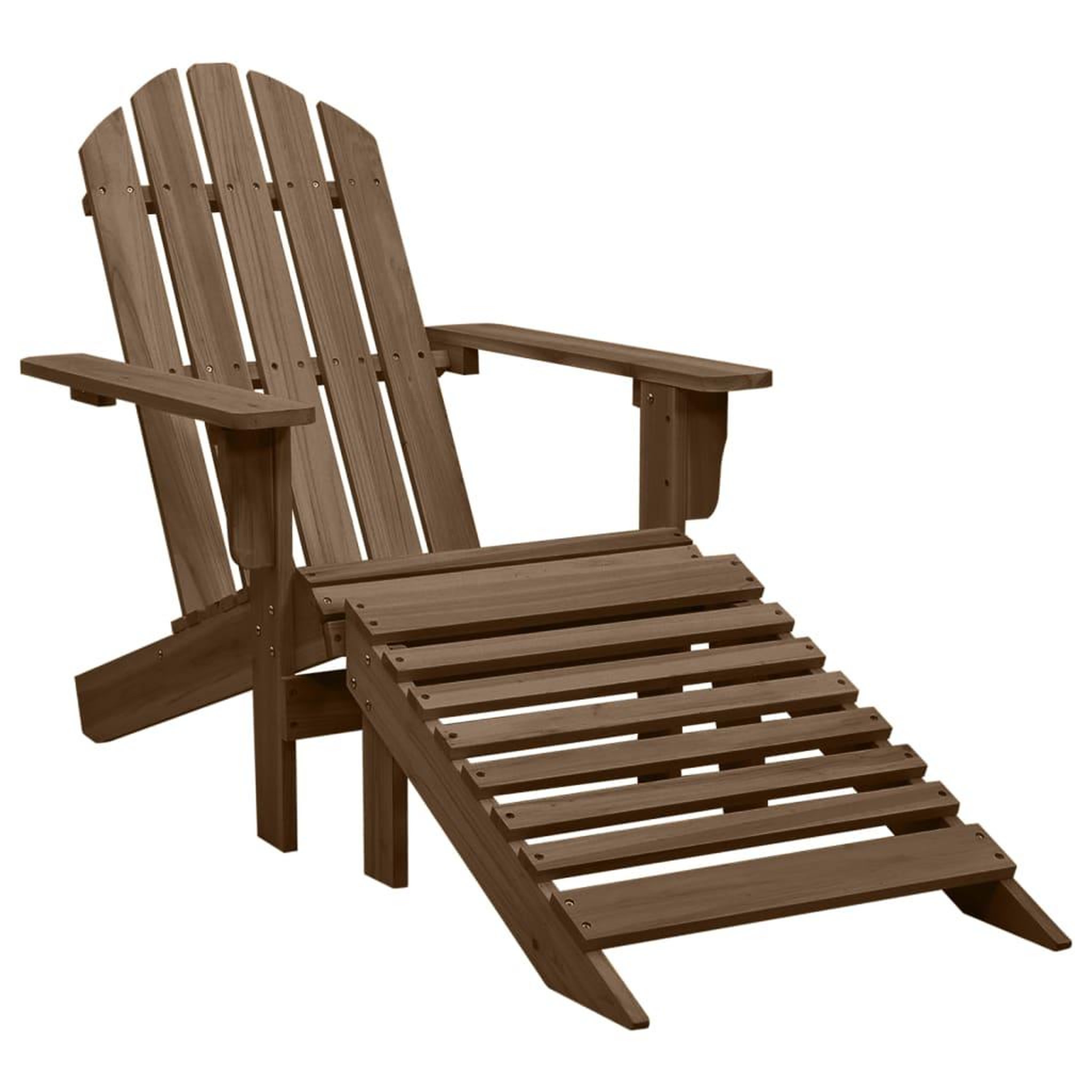 Voir la diapositive 1 : VIDAXL Chaise de jardin avec pouf Bois Marron