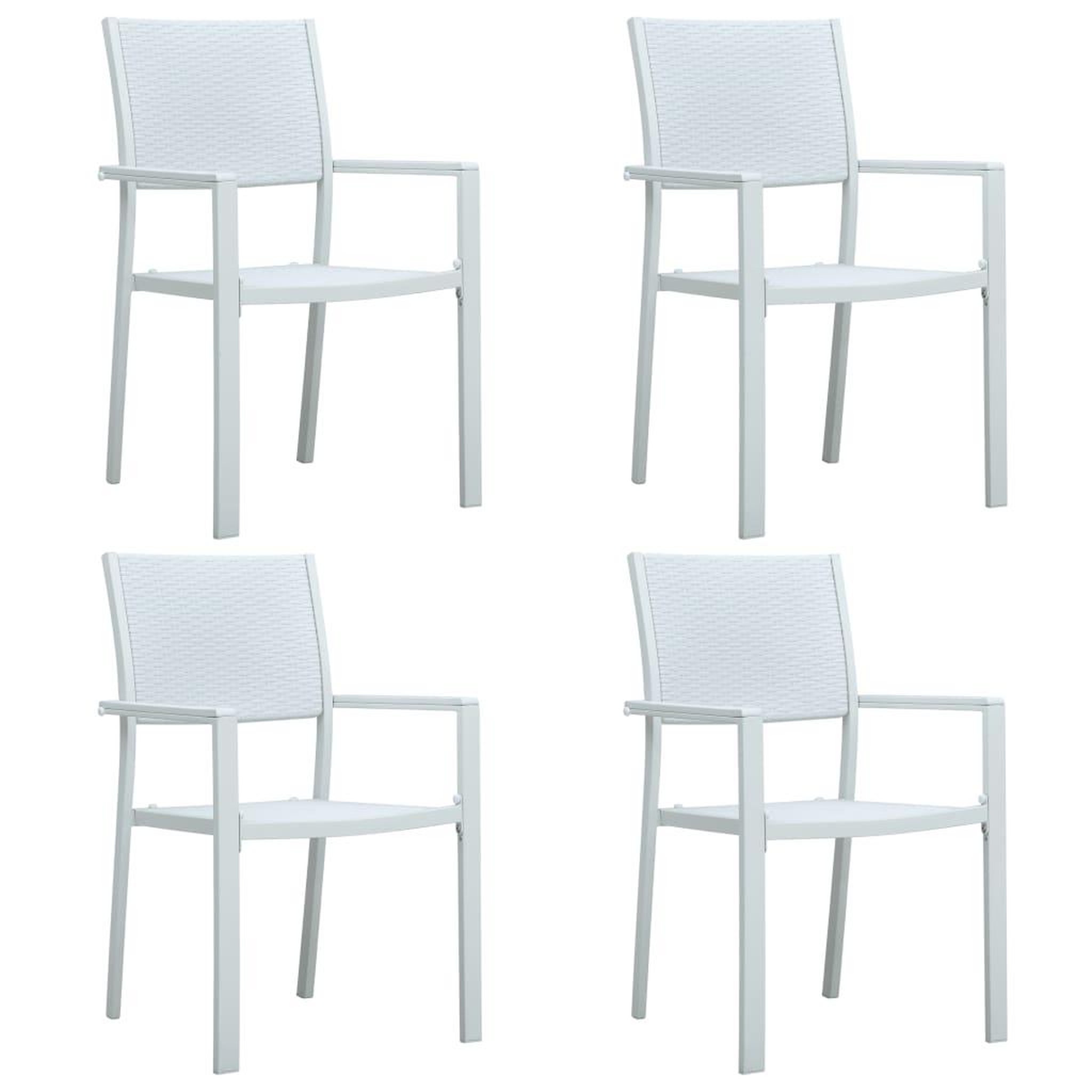 Voir la diapositive 1 : VIDAXL Chaises de jardin lot de 4 Blanc Plastique Aspect de rotin
