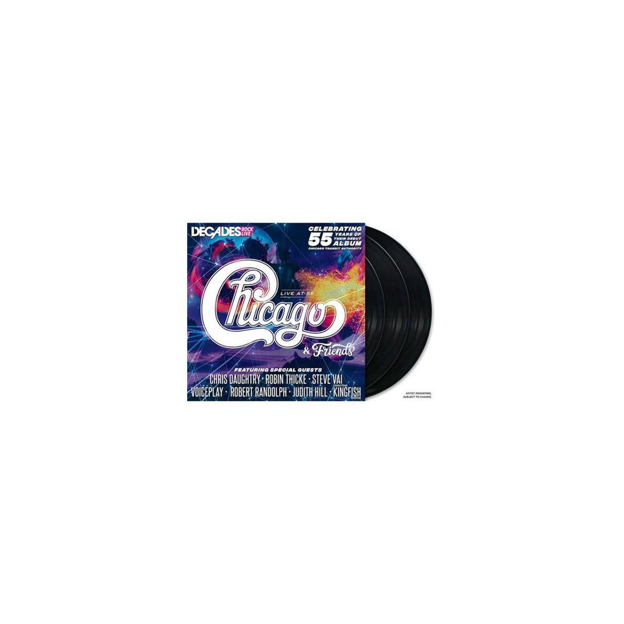 Disque vinyle live chicago - live at 55 (decades) édition standard, pochette multicolore bleu/rouge