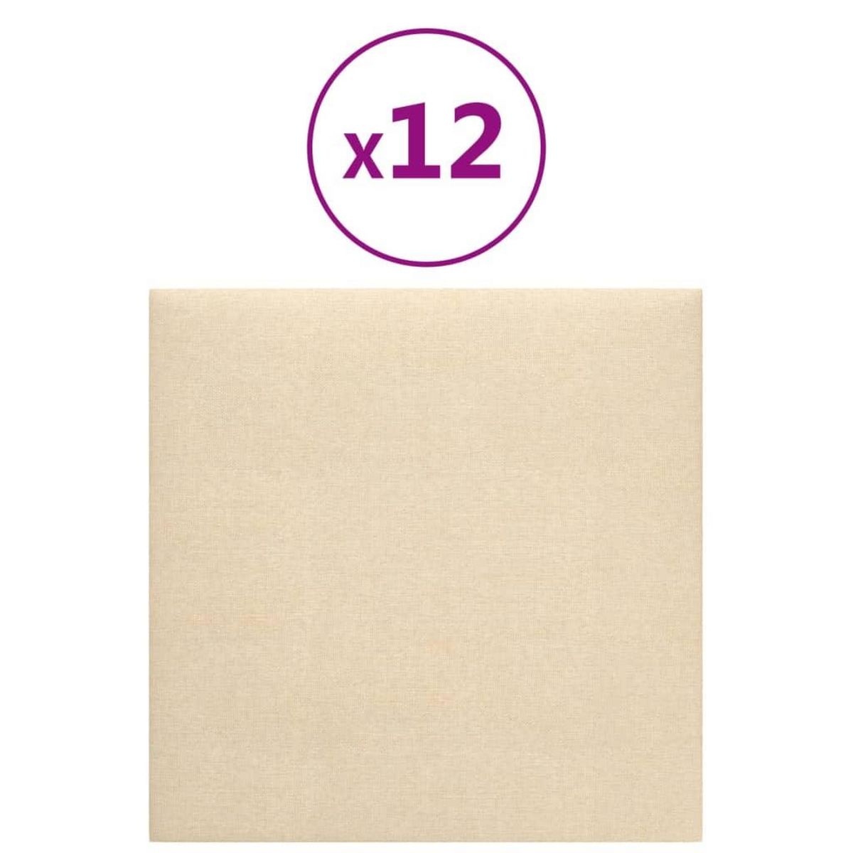 VIDAXL Panneaux muraux 12 pcs Creme 30x30 cm Tissu 1,08 m²