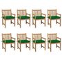 Voir la diapositive 1 : VIDAXL Chaises de jardin lot de 8 avec coussins vert Bois teck solide