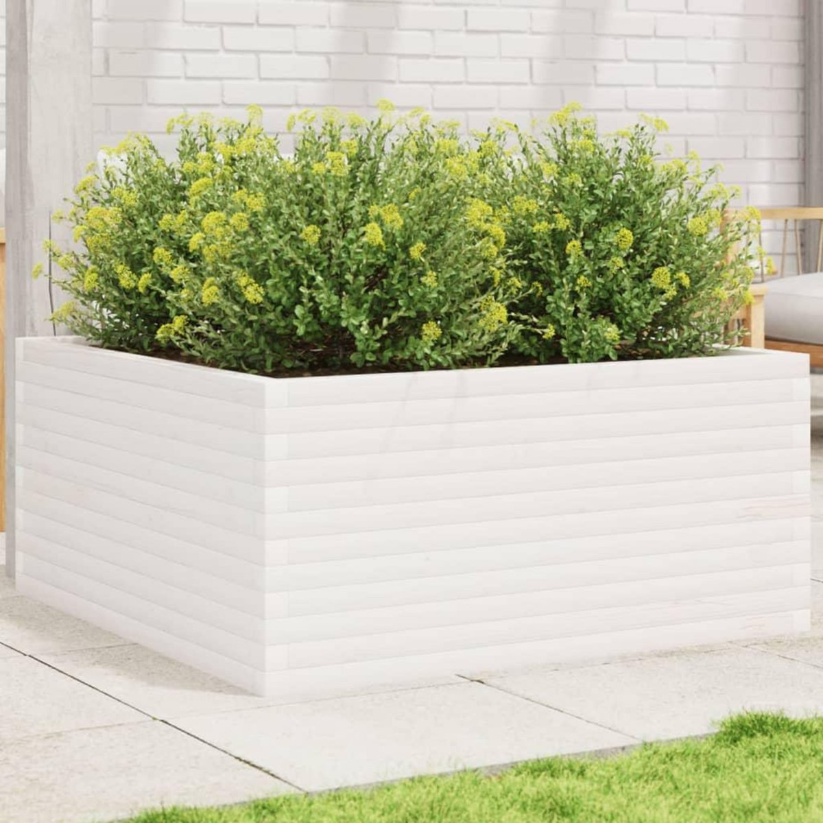 VIDAXL Jardiniere blanc 100x100x46 cm bois de pin massif