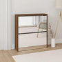 Voir la diapositive 1 : VIDAXL Armoire a chaussures miroir a 2 niveaux Chene marron 63x17x67cm