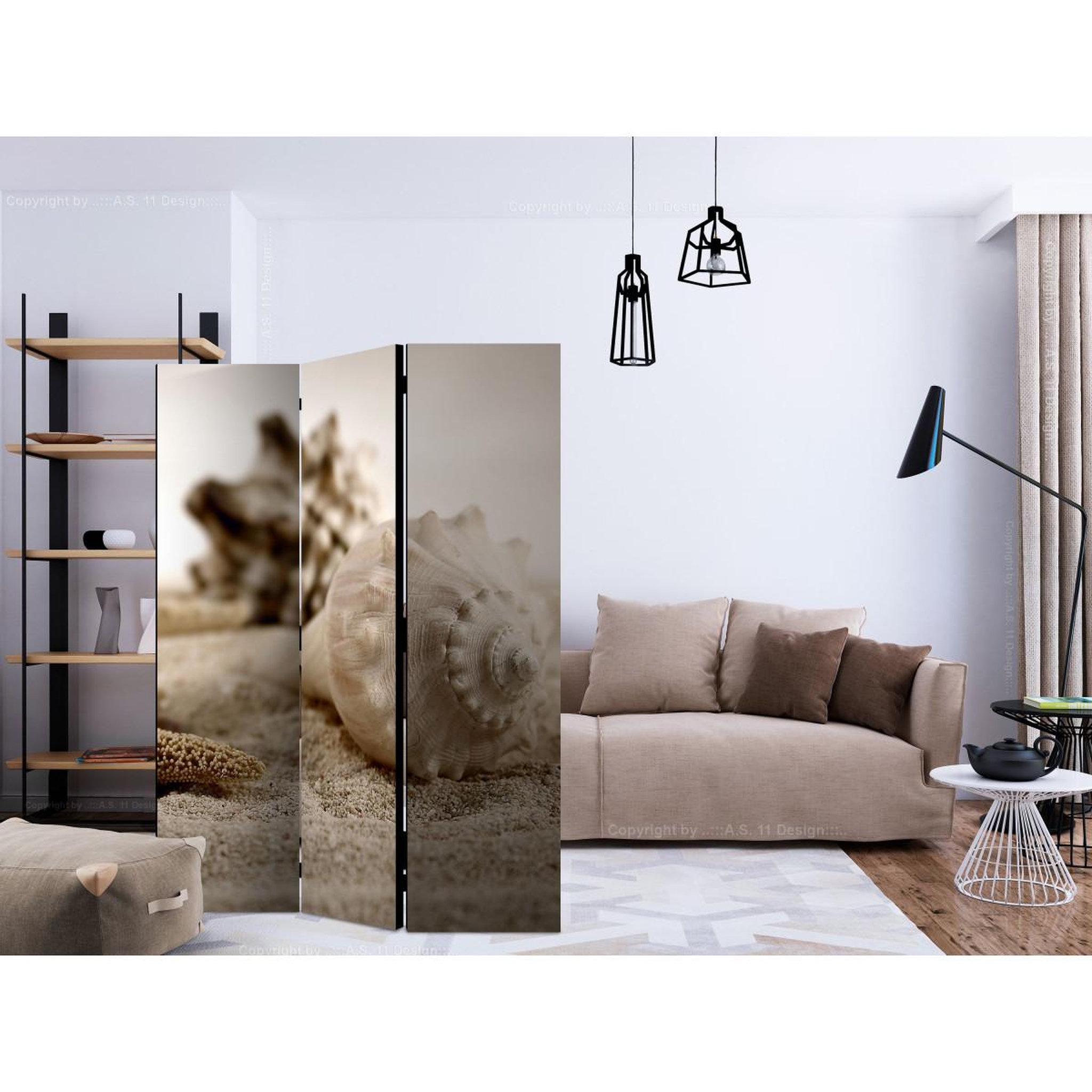 Voir la diapositive 2 : Paris Prix Paravent 3 volets  beach & shell  135x172cm