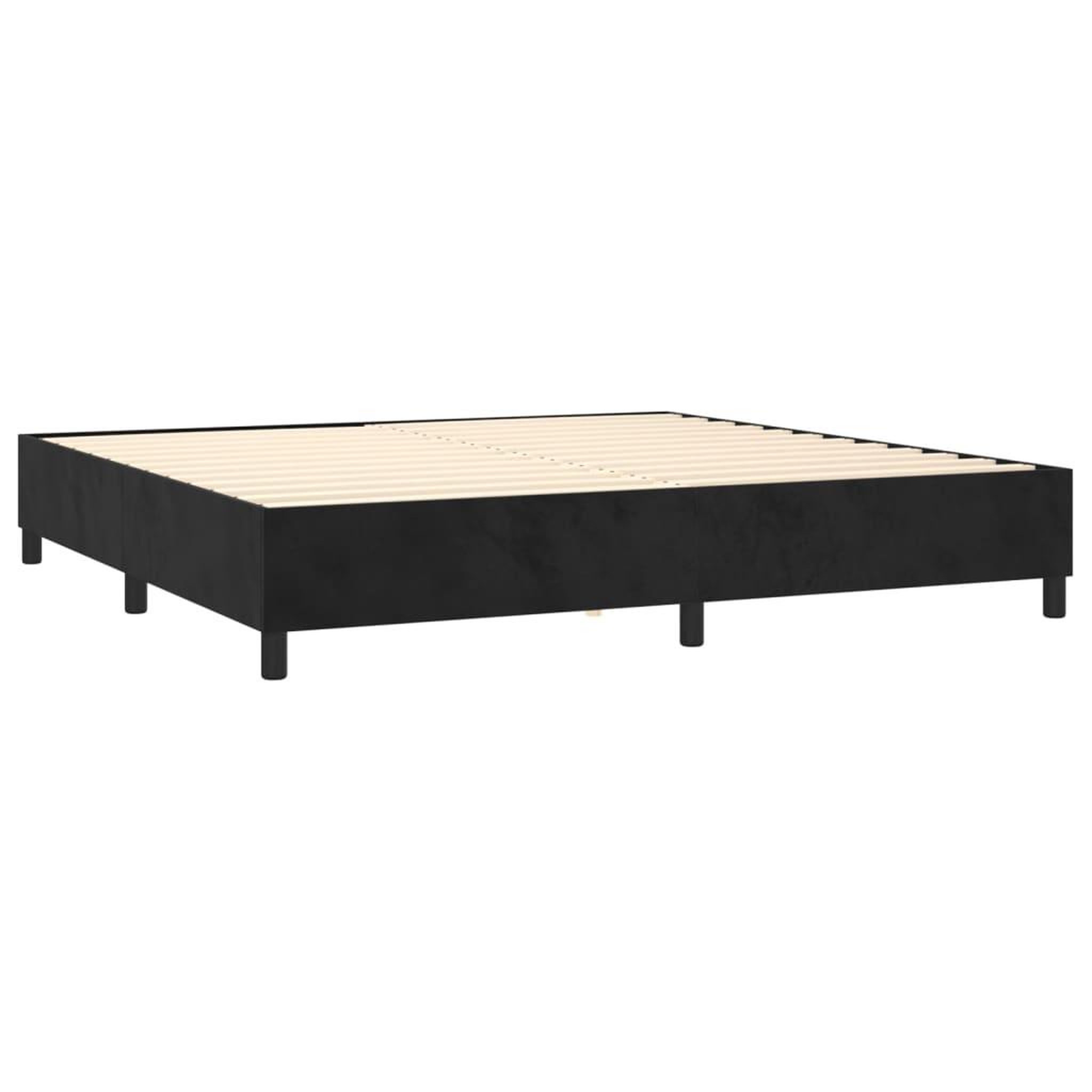 Voir la diapositive 4 : VIDAXL Sommier a lattes de lit et matelas Noir 200x200 cm Velours