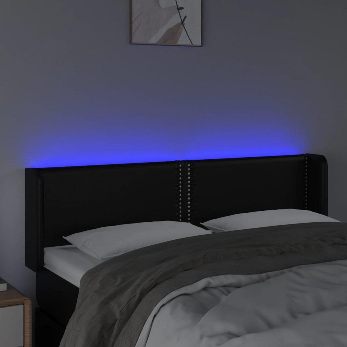 VIDAXL Tete de lit a LED Noir 147x16x78/88 cm Similicuir