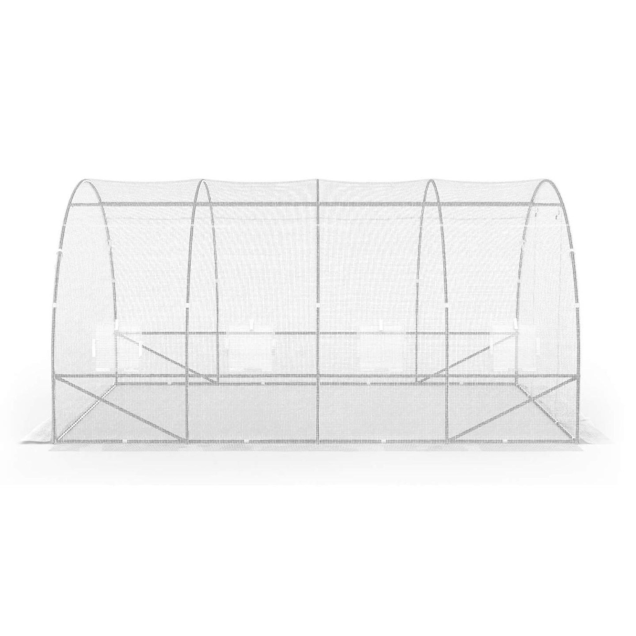 Voir la diapositive 4 : ID MARKET Bâche de rechange pour serre de jardin tunnel 12m² 4 x 3 x 2 m anti-uv avec porte et fenêtres zebra blanche