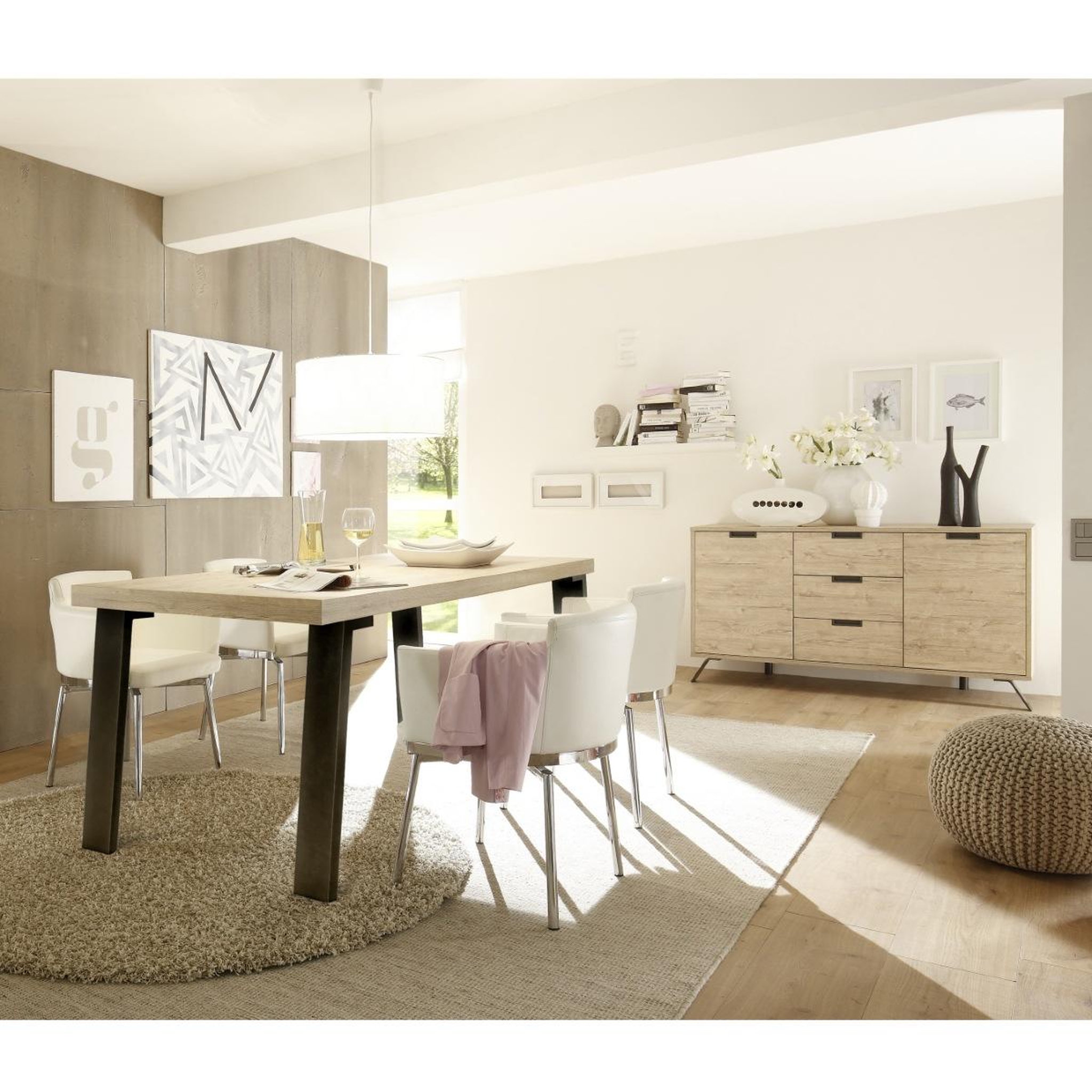 Voir la diapositive 4 : JLC KREATION Buffet moderne en bois 2 portes-3 tiroirs 160cm DIANA