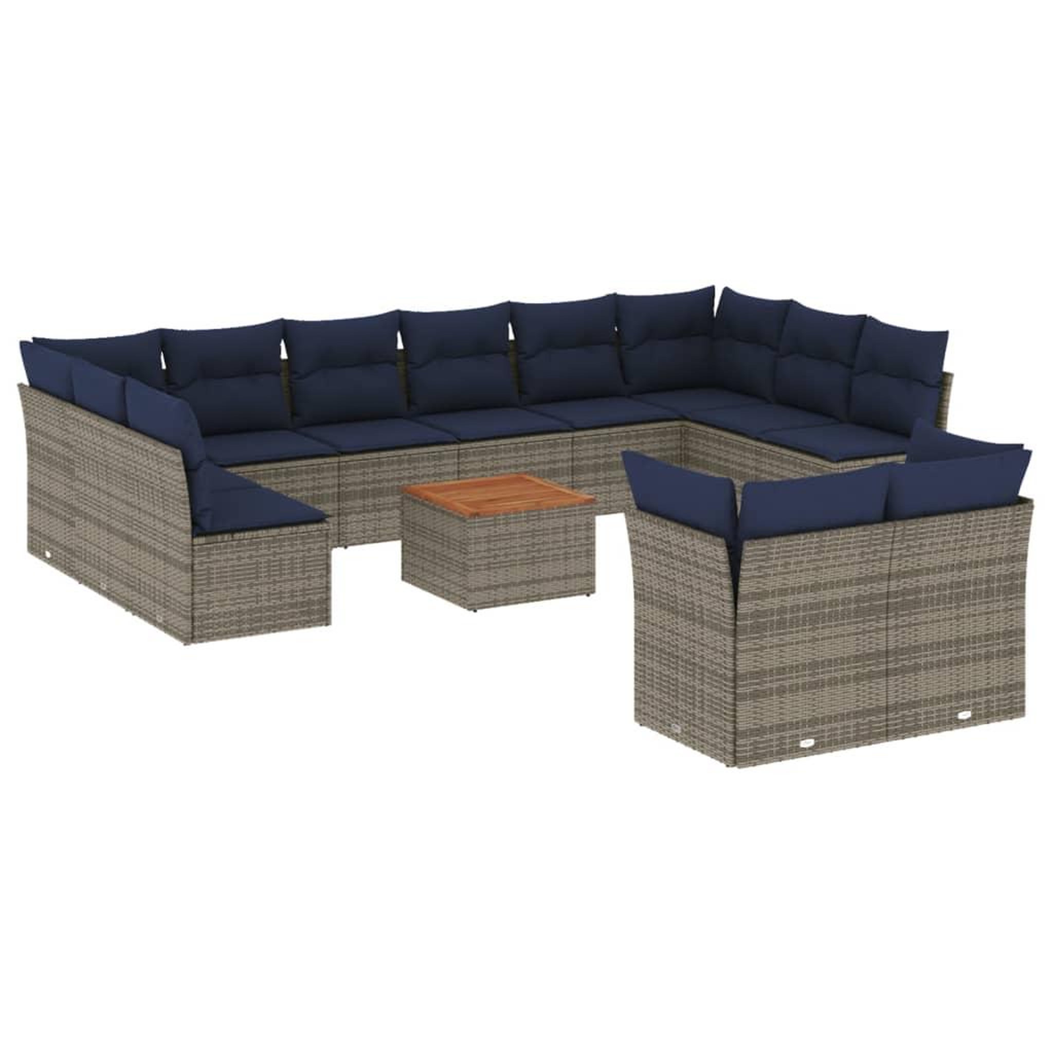 Voir la diapositive 2 : VIDAXL Salon de jardin avec coussins 13 pcs gris resine tressee