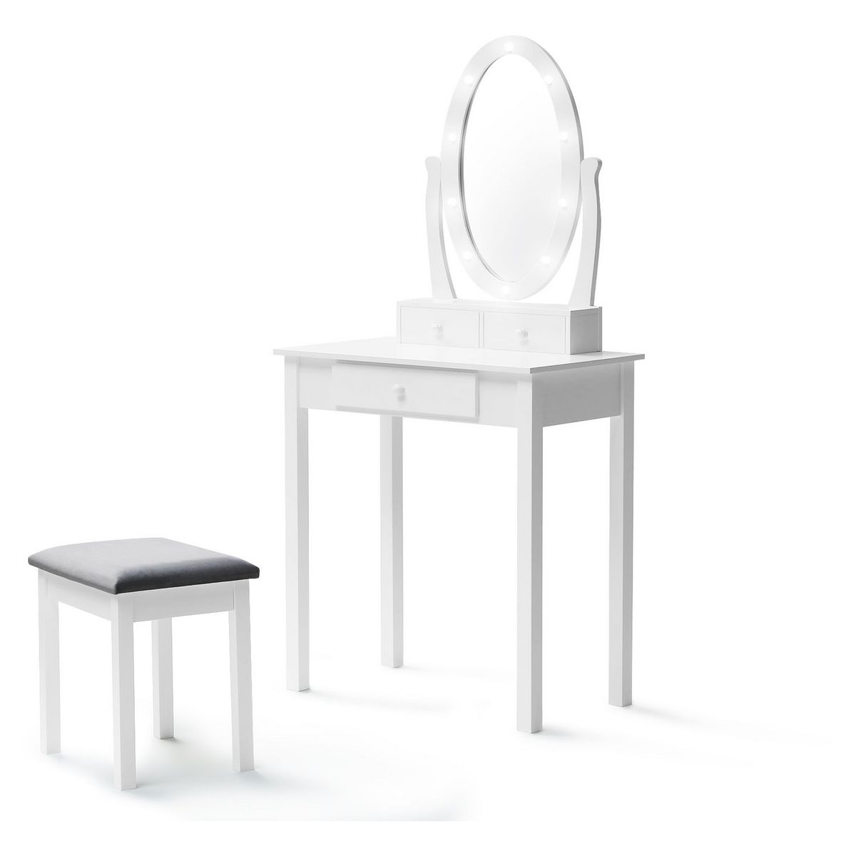 Coiffeuse LED 3 tiroirs + miroir  avec tabouret LUSH