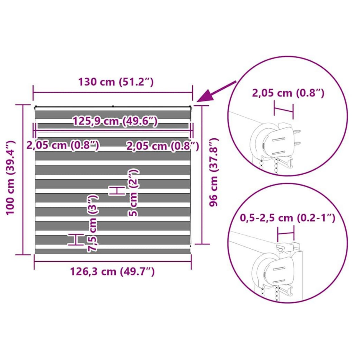 VIDAXL Store zebre beige marbre largeur du tissu 125,9 cm polyester