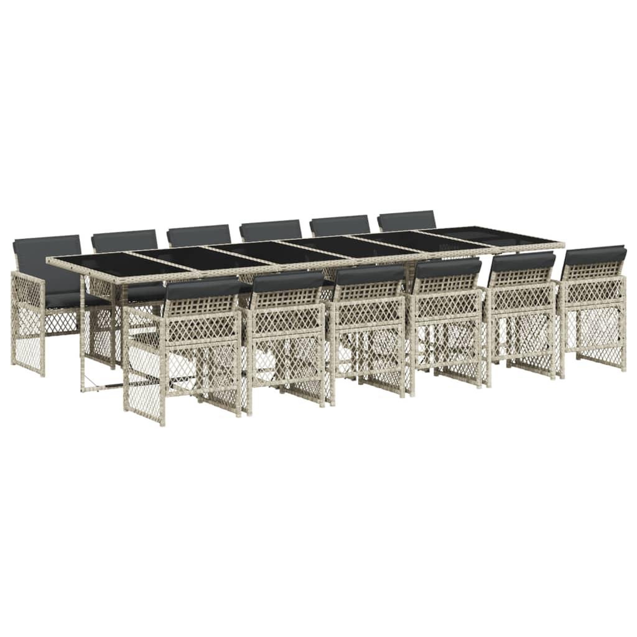 Voir la diapositive 2 : VIDAXL Ensemble a manger de jardin et coussins 13 pcs gris clair rotin
