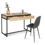 Voir la diapositive 1 : Bureau droit 1 tiroir style industriel pieds métal L110cm HOUSTON