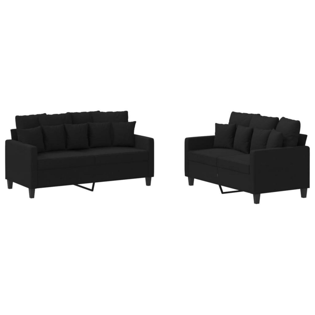 VIDAXL Ensemble de canapes 2 pcs avec coussins Noir Tissu