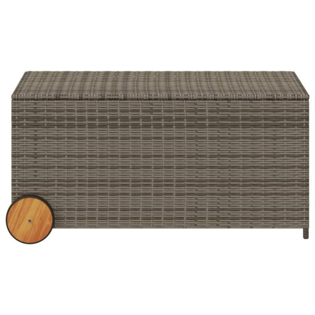 VIDAXL Boîte de rangement de jardin et roues gris 190L résine tressée