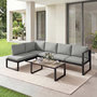 Voir la diapositive 4 : OUTSUNNY Salon de jardin d'angle 5 personnes design table basse coussins gris inclus