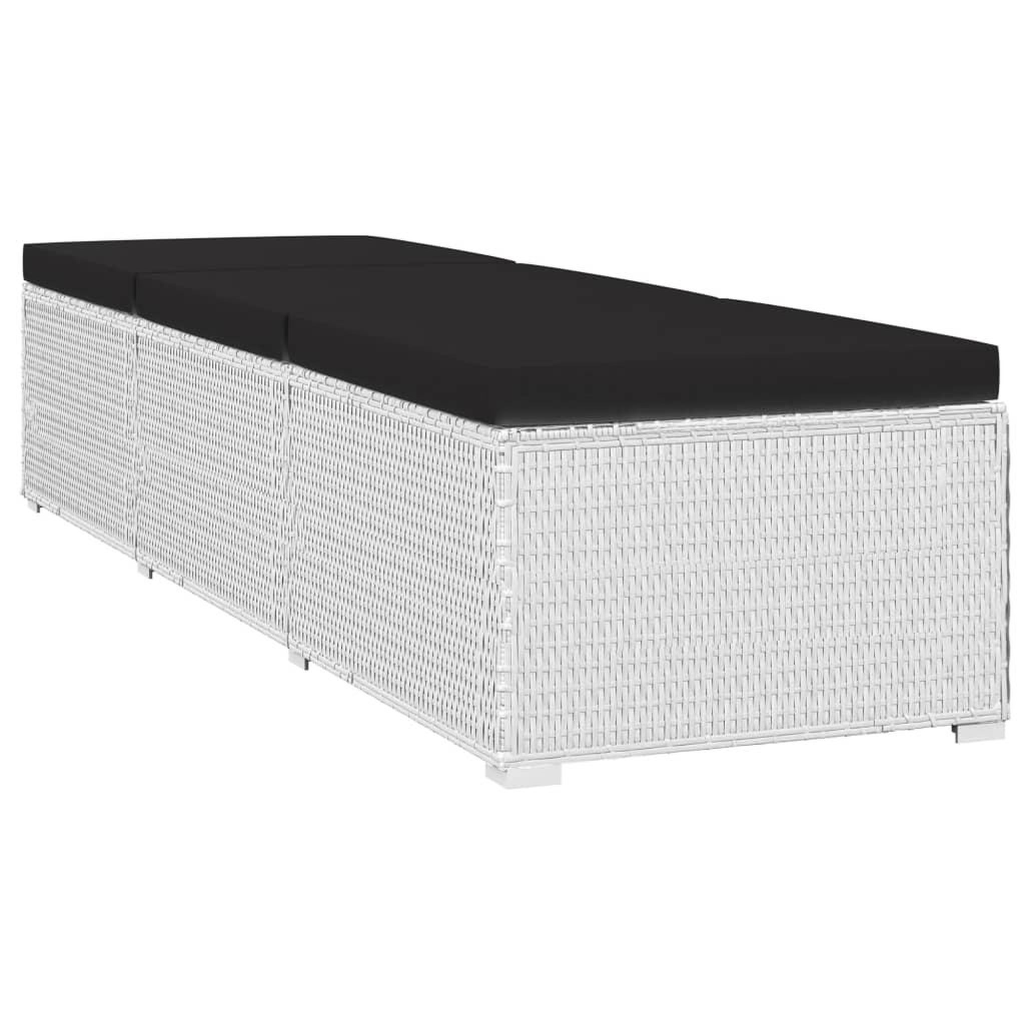 Voir la diapositive 4 : VIDAXL Chaise longue avec coussin et table a the rotin Blanc