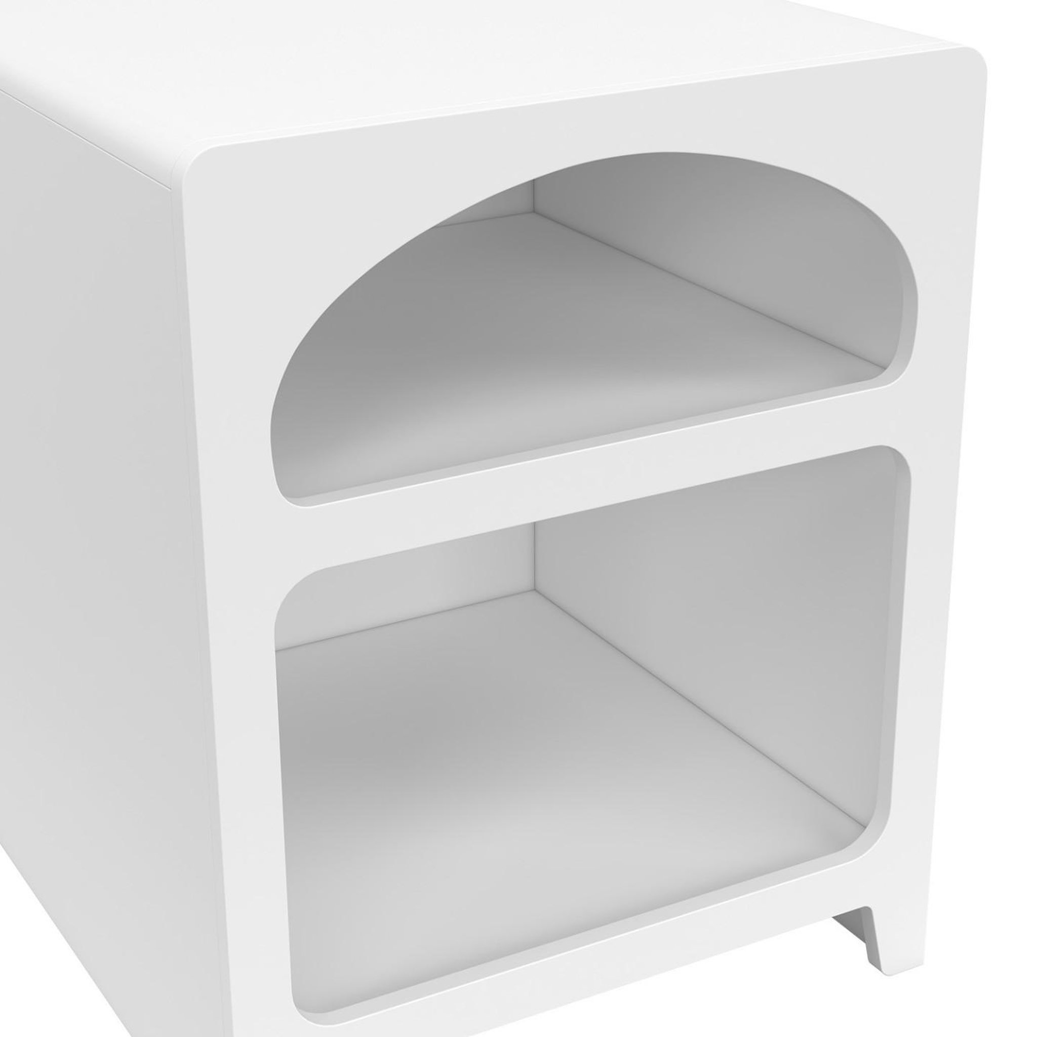 Voir la diapositive 5 : ID MARKET Lot de 2 tables de chevets organiques alesia bois blanc 2 niches