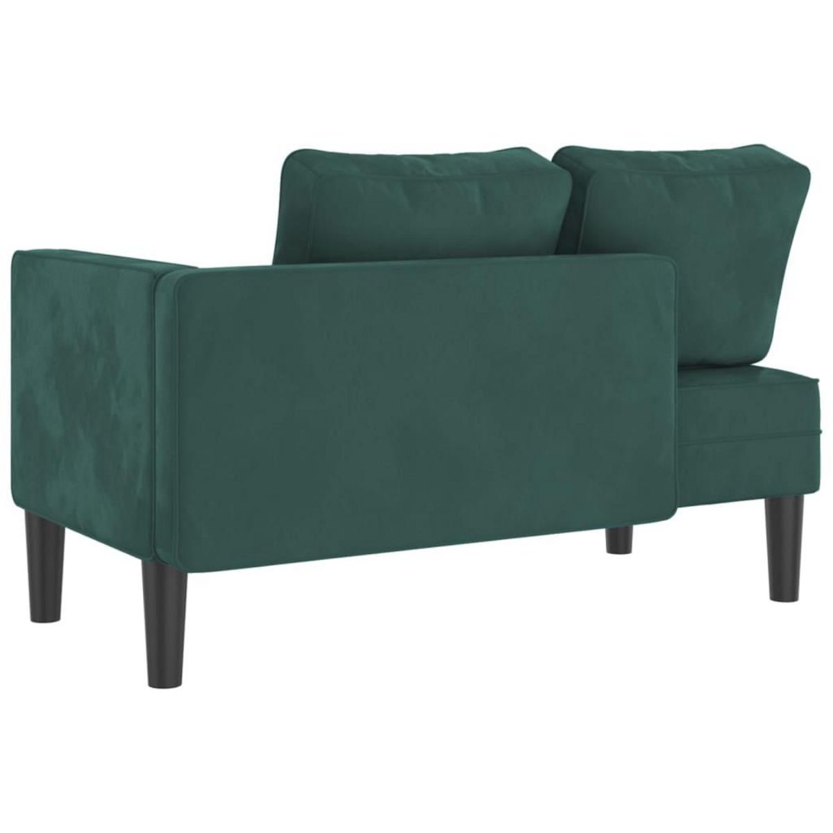 VIDAXL Chaise longue avec coussins vert fonce velours