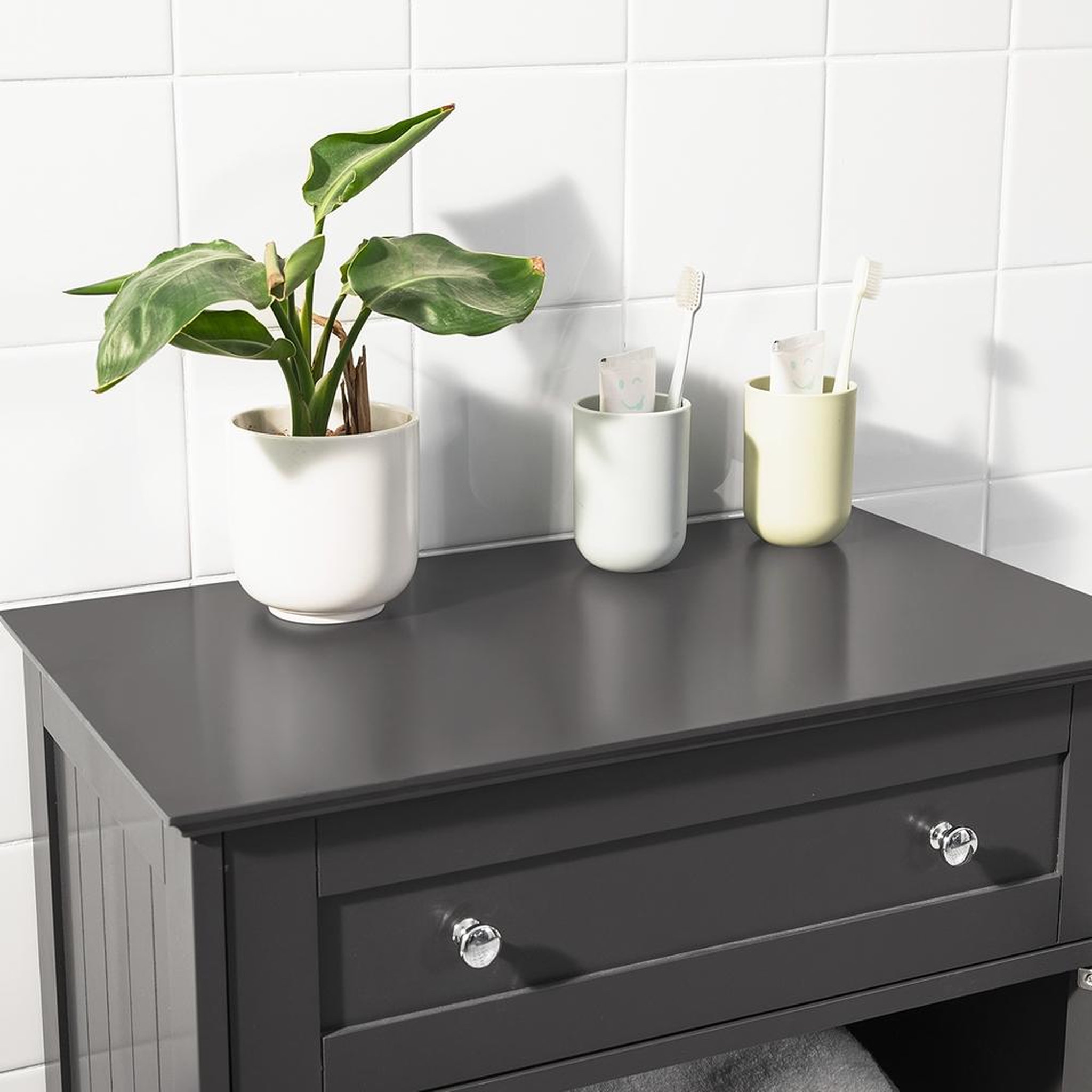 Voir la diapositive 6 : SOBUY SoBuy - Meuble de salle de bain bas avec un tiroir - Fonctionnel - FRG238