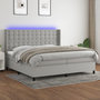 Voir la diapositive 1 : VIDAXL Sommier a lattes de lit matelas LED Gris clair 200x200 cm Tissu