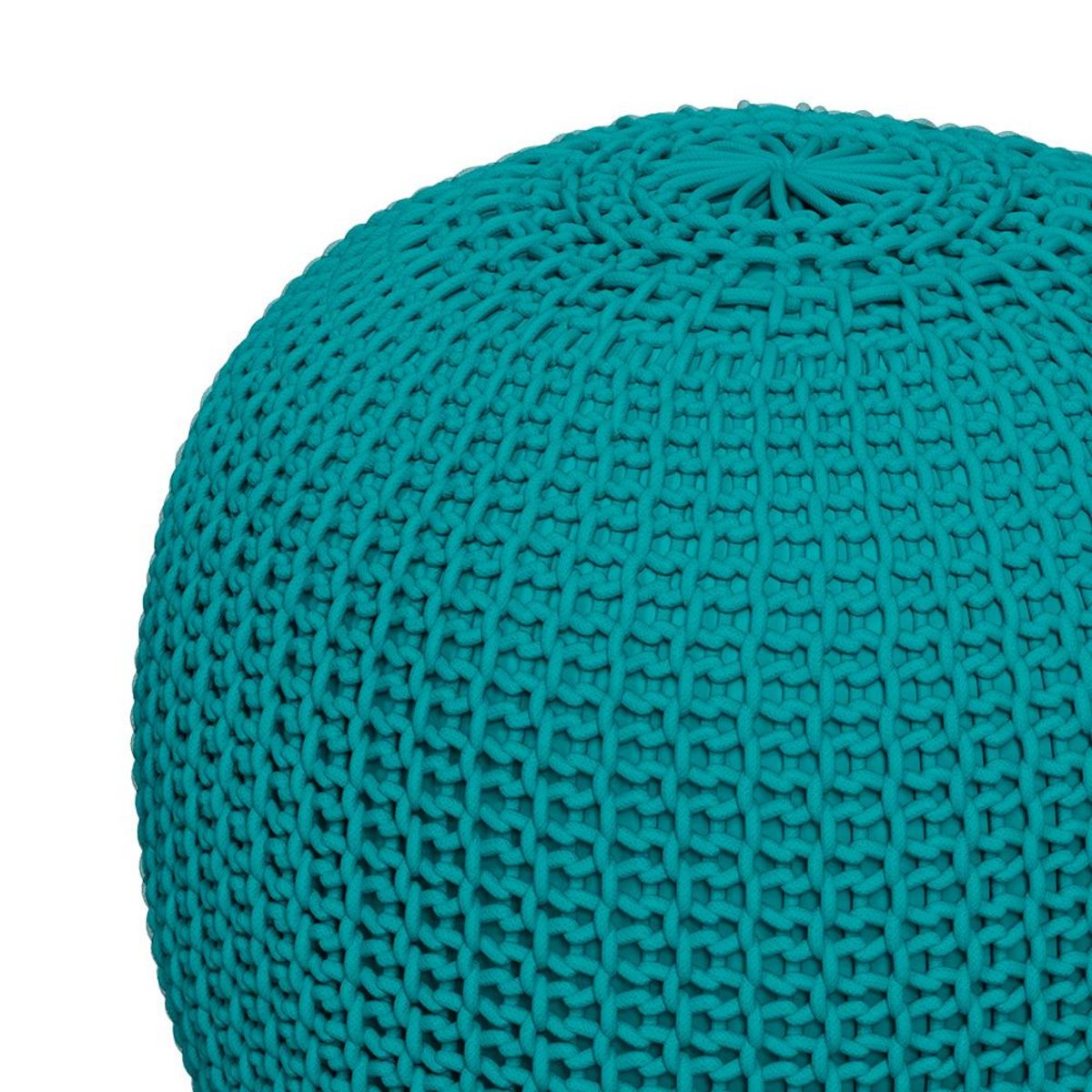 Rendez vous déco Pouf tricot rond en coton jaune moutarde D40 cm - Elisa