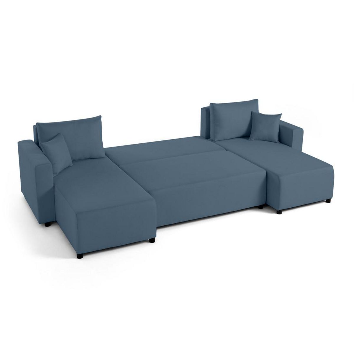 BEST MOBILIER Regala - canapé panoramique - 7 places - convertible avec coffre - en tissu