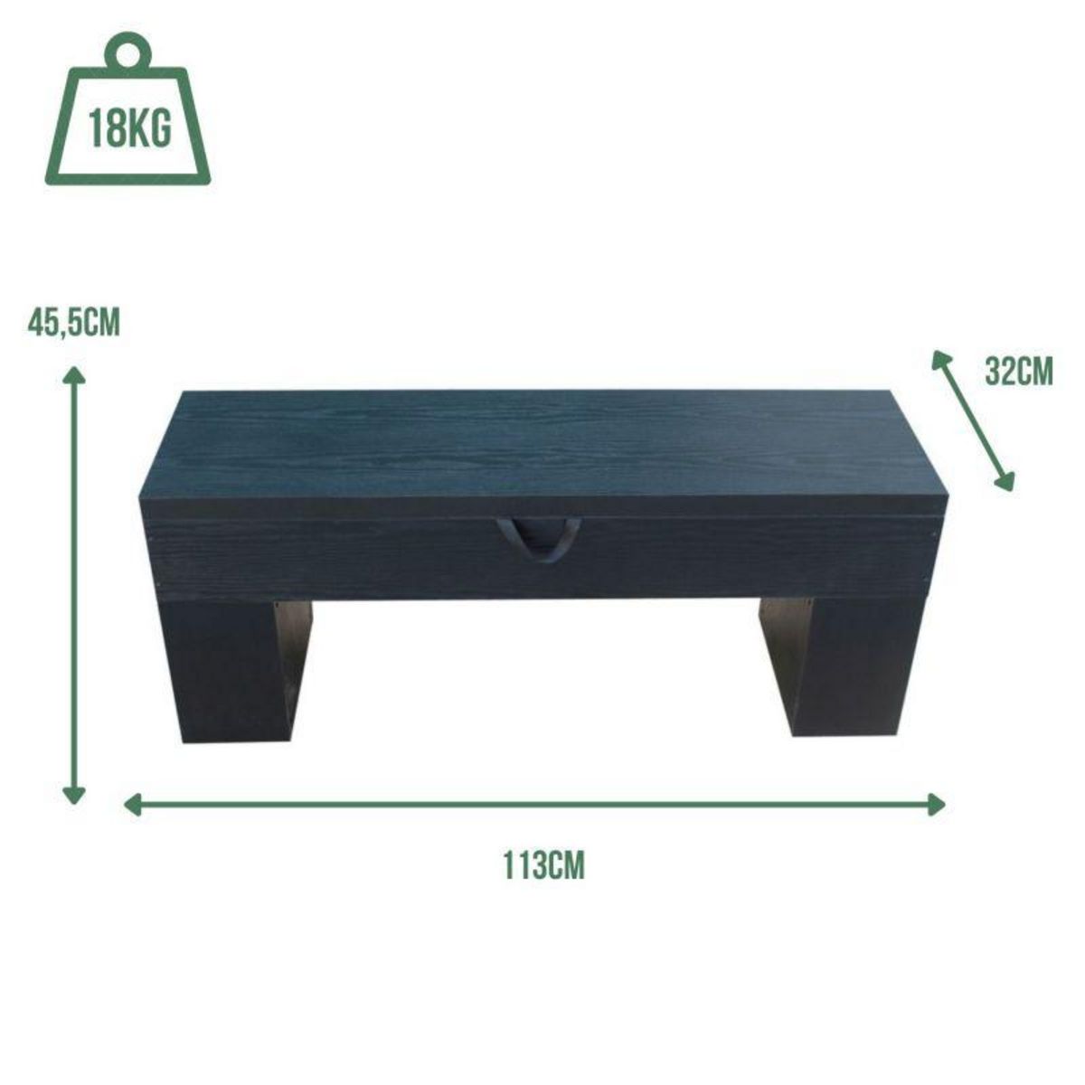 SOKKER Banc Bois avec rangement -113 x 32 x 45.5 cm-Classic