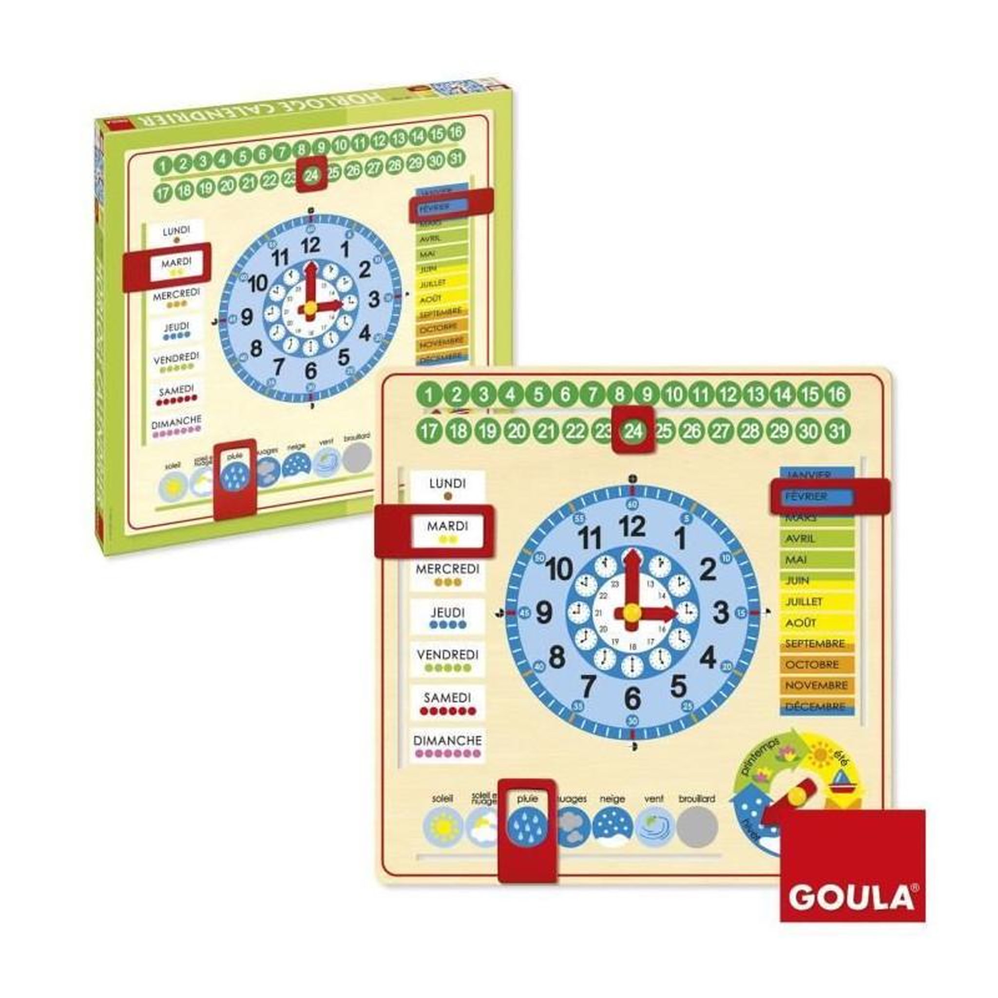 Goula Horloge calendrier - GOULA - Apprentissage des mois, saisons, jours et heures