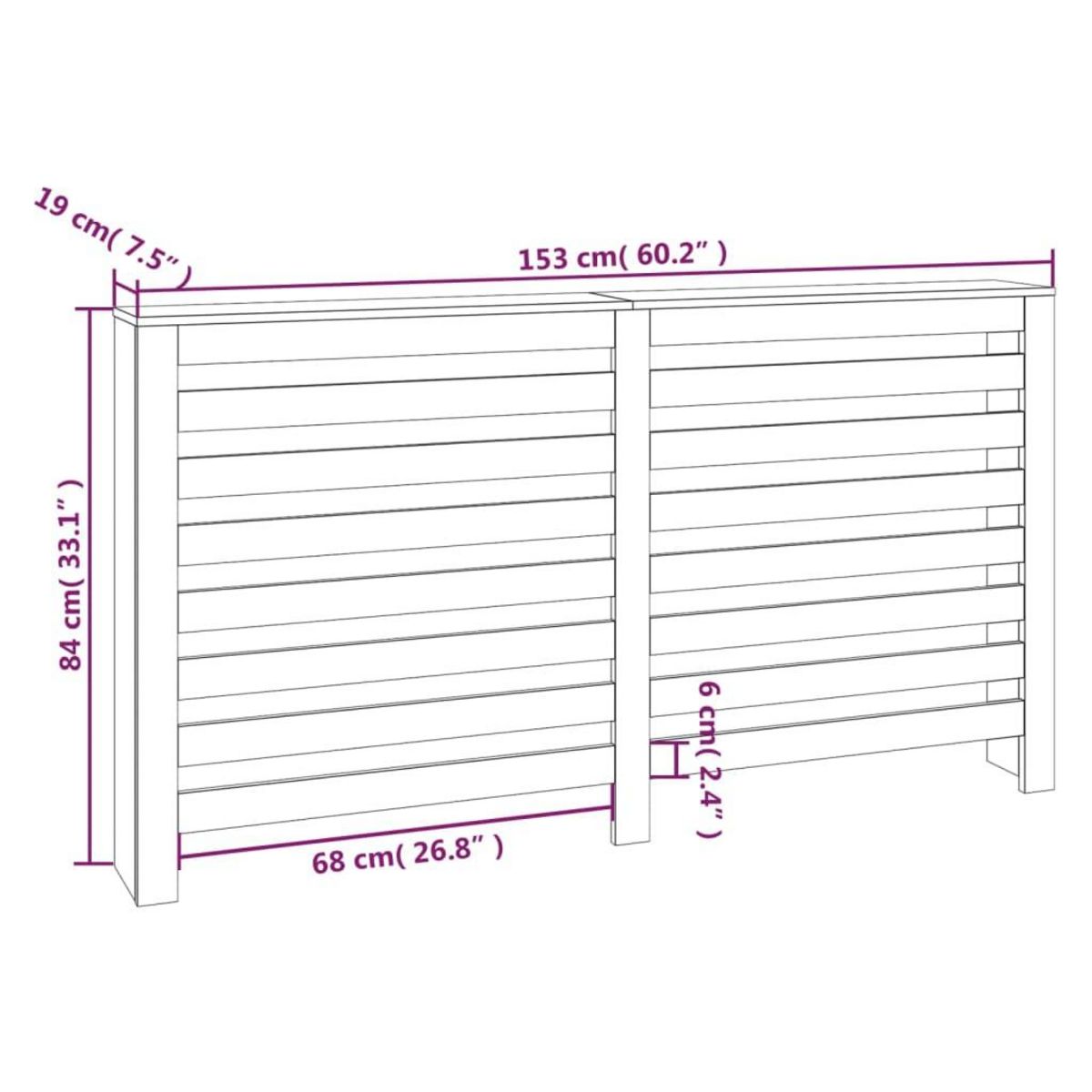 VIDAXL Cache-radiateur 153x19x84 cm Bois massif de pin
