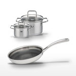 ELO Lot Poêle 24 cm & 2 Faitouts 20/14 cm Elo Relief Evolution