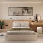 Voir la diapositive 5 : Rendez vous déco Lit double avec coffre 140x190 cm en tissu gris/beige-Tilly