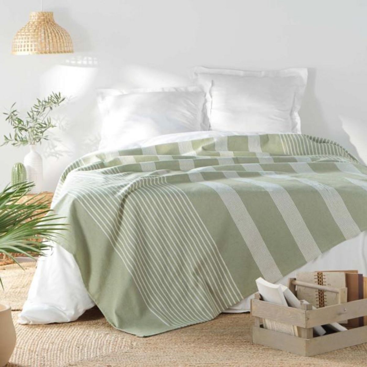 Paris Prix Couvre-Lit Tissé Imprimé  Adele  220x240cm Sauge