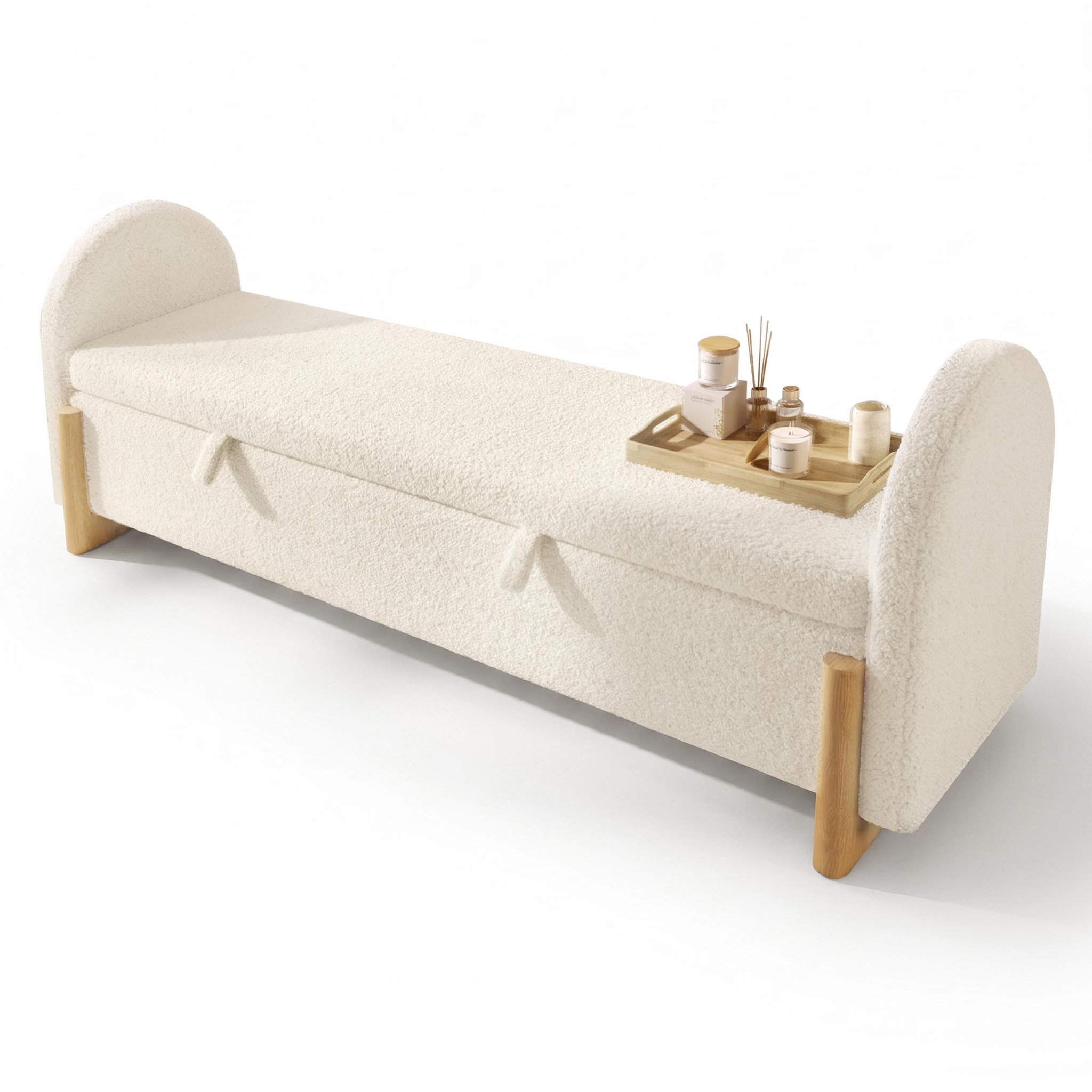 MERAX Banc coffre avec rangement hydraulique bouclé. Coloris disponibles : Blanc