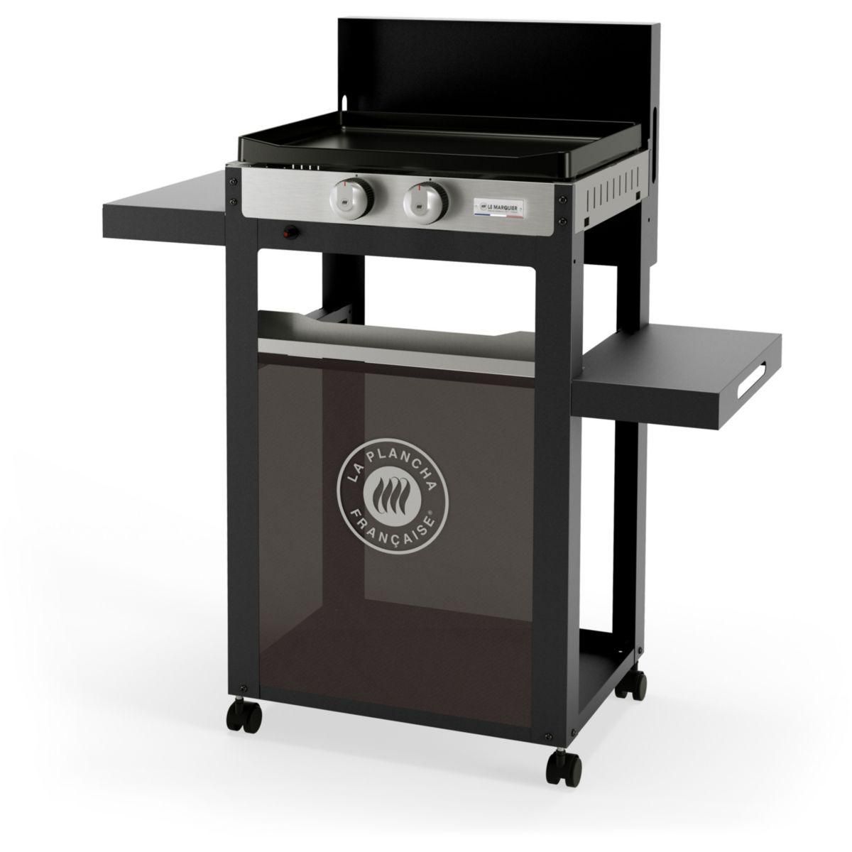 Le marquier Plancha gaz 4200w plaque fonte émaillée 50x35cm avec chariot - plfo250dc
