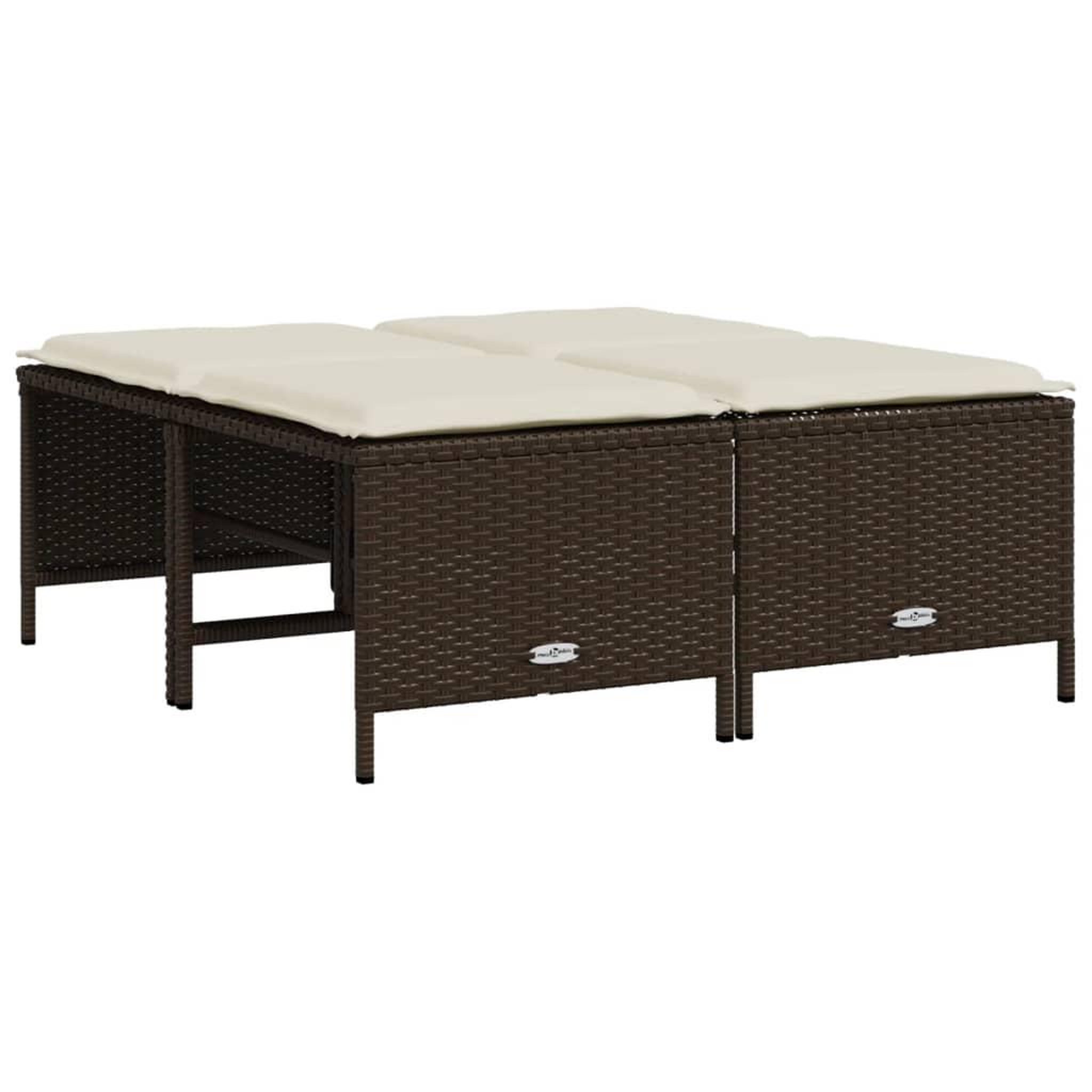 Voir la diapositive 5 : VIDAXL Tabourets de jardin avec coussins lot de 4 marron poly rotin