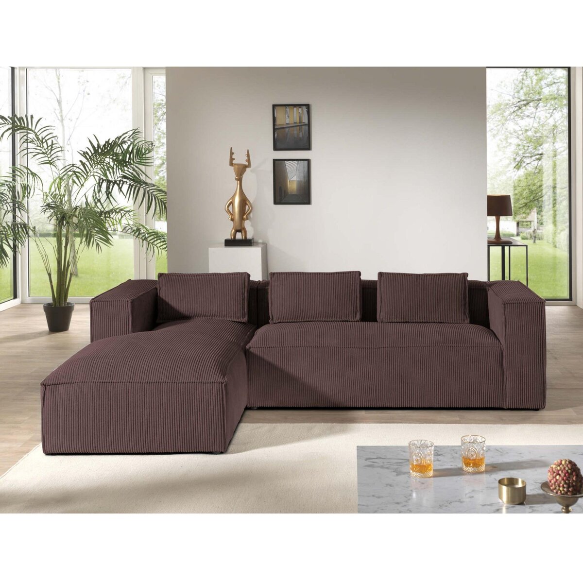 LISA DESIGN Stella - canapé d'angle - en velours côtelé - 4 places -style contemporain - gauche