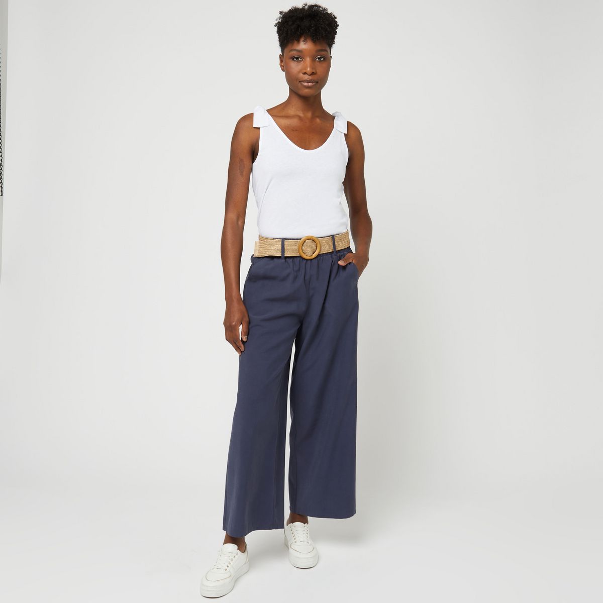 INEXTENSO Pantalon bleu indigo uni femme