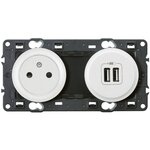 Legrand Celiane 2 pôles + terre & USB 1500mA blanc